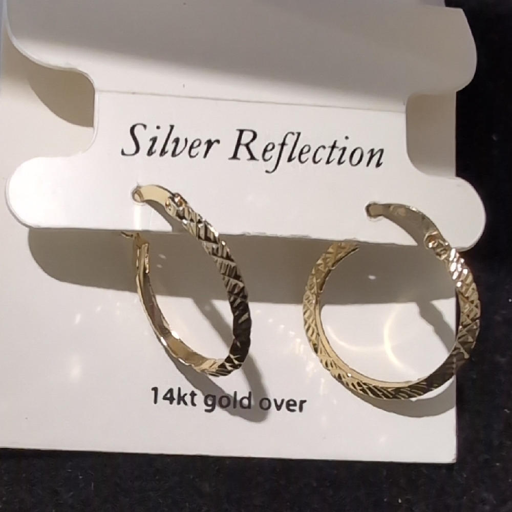 " 14kt gold over Silver Reflections hoop earrings